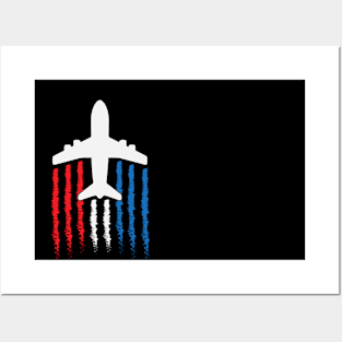 US Flag Airplane Patriotic American Pilot Posters and Art